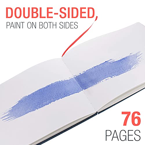 U.S. Art Supply 9" x 12" Watercolor Book, 2 Pack, 76 Sheets, 110 lb (230 GSM) - Linen-Bound Hardcover Artists Paper Pads - Acid-Free, Cold-Pressed,