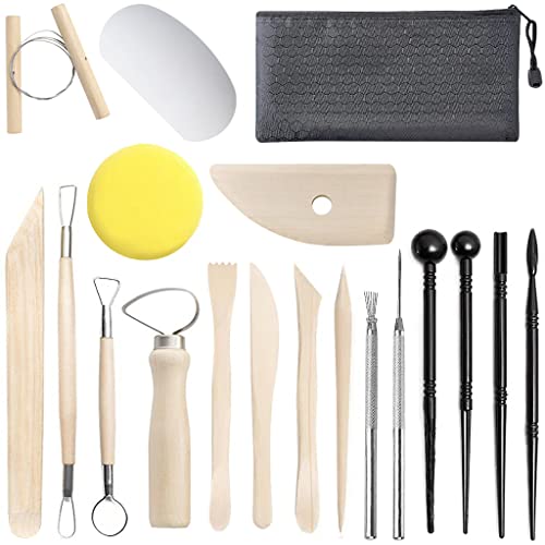 Clay Tools,19 PCS DIY Sculpting Set Ceramics Polymer Clay kit for Pottery Modeling, Carving,Smoothing & Measuring for Beginner - WoodArtSupply