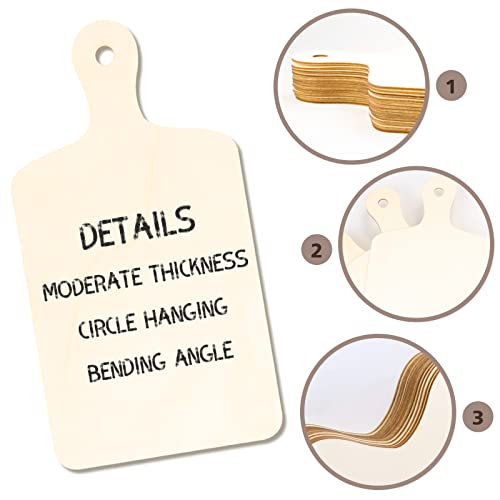 Oomcu 12PCS Wooden Mini Cutting Board with Handle,Rectangle Unfinished Wood Craft Paddle Serving Tray Chopping Board Cutout for DIY Thanksgiving Oomcu