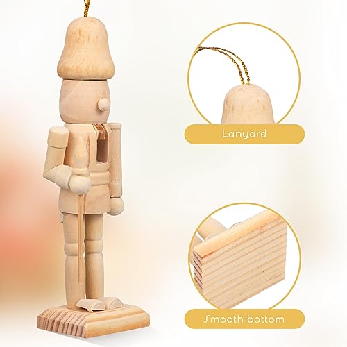 Didiseaon Decor 6Pcs Unfinished Nutcracker Figures Christmas Wooden Paintable Nutcracker Figurines DIY Blank Unpainted Nutcracker Soldier Christmas - WoodArtSupply