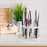 U.S. Art Supply Plastic Artist Round 50 Hole Paint Brush Holder and Organizer - Rack Holds Paintbrushes, Makeup Cosmetic Brushes, Pencils, Pens, US Art Supply