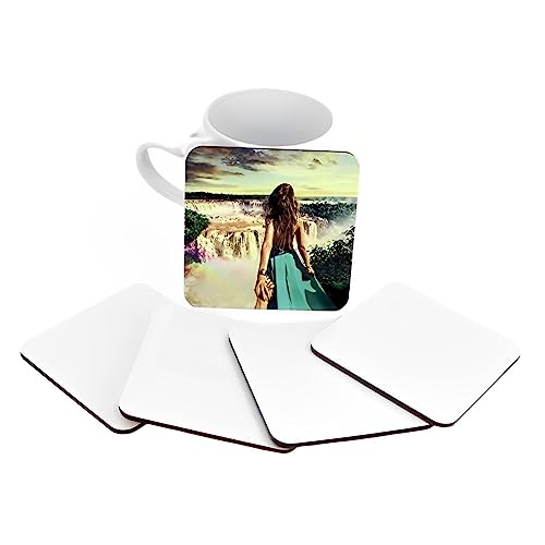 10 Pack Sublimation Blank DIY Customized MDF Square Coaster Hardboard Coaster Sublimation Coaster Blank Coaster 4by4 (10x10cm) (10, Square)