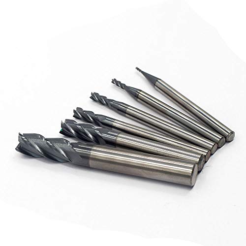 OSCARBIDE Carbide End Mill Set for Steel 4 Flutes CNC Spiral Router Bits 6 Pieces,Square CNC Spiral Router Bits Carbide Dia（1 2 3 4 6 8mm) Tian OSCARBIDE