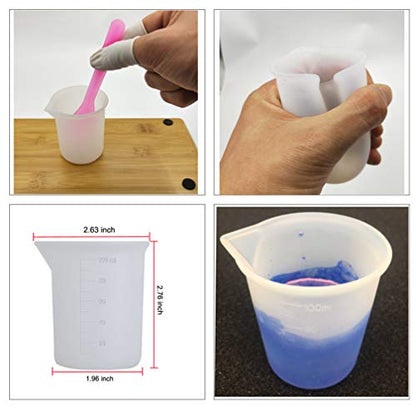 8PCS Silicone Measuring Cups for Resin 100ml 10ml - Nonstick Silicone Mixing Cups/DIY Glue Tools Epoxy Resin Cups