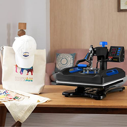 VEVOR Heat Press, 15x15inches Heat Press Machine 5 in 1, Swing Away Digital Control Multifunctional Heat Press, Anti-Scald Fast-Heating, Sublimation