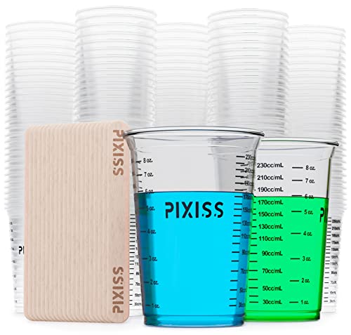 Disposable Epoxy Resin Mixing Cups with Measurements (50-Pack) Pixiss Mixing Cups for Epoxy Resin, Epoxy Mixing Containers, Epoxy Cups For Epoxy - WoodArtSupply