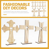 TEHAUX 30pcs Cross Wood Mini Wood Crosses Wooden Cross Shapes Blank Cross Cutouts Catholic Cross Ornament Wood clinging Cross Table top Decor TEHAUX