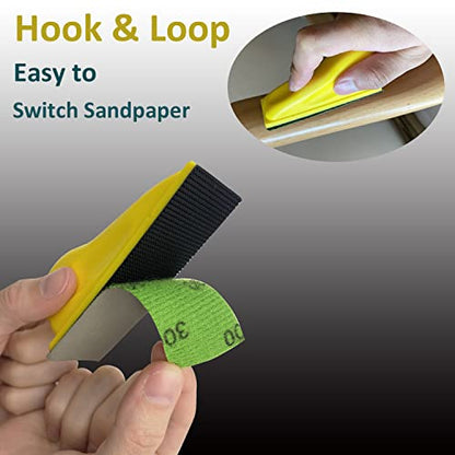 AutKerige Micro Detail Sander with 70PCS Sandpaper-Grit 400 600 800 1000 1500 2000 3000, 3.5”x 1” Mini Sander Kit with Hook and Loop Sanding Strips