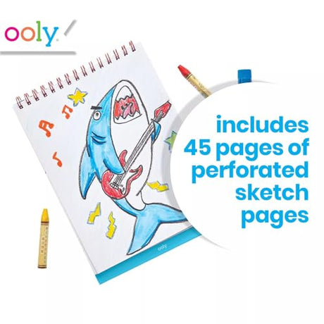 OOLY Sketch and Show Standing Sketchbook with 45 Large 10.5 x 8" Pages, Perforated to be Easily Removed, 120 GSM/ 32lb, Perfect for Markers, Colorerd Ooly
