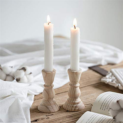 Sziqiqi 4Pcs Unfinished Wood Candlestick Holder for Craft Project, Ready to Stain, Paint or Oil, 4 inches - WoodArtSupply