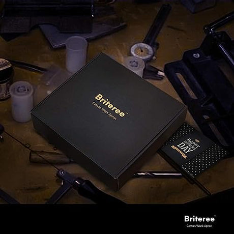 Briteree Woodworking Aprons for Men, Valentines Day Gifts for Him, Waxed Canvas Tool Apron, with 9 Tool Pockets, Shop Apron for Woodworkers, Size S Briteree