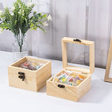 Useekoo 2Pcs Small Wooden Box with Hinged Lid, 4.7'' x 4.7'' x 3.1'' Unfinished Wood Box with Glass Lid, Small Wooden Jewelry Box for Gift, Home Useekoo
