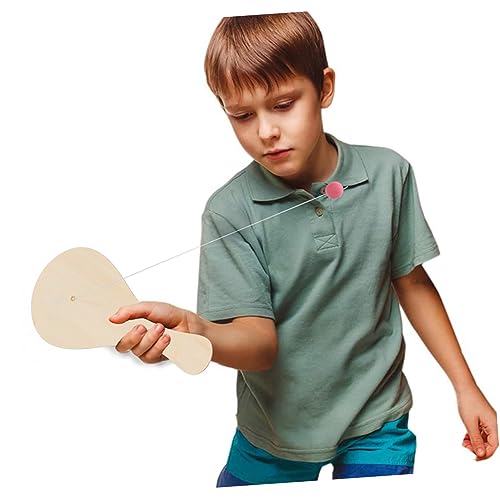 MERRYHAPY 10pcs White Billet Wooden Racket Rubber Manual Child MERRYHAPY