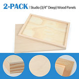 Unfinished Birch Wood Canvas Panels Kit, Falling in Art 2 Pack of 12x16’’ Studio 3/4’’ Deep Cradle Boards for Pouring Art, Crafts, Painting, and More Falling in Art