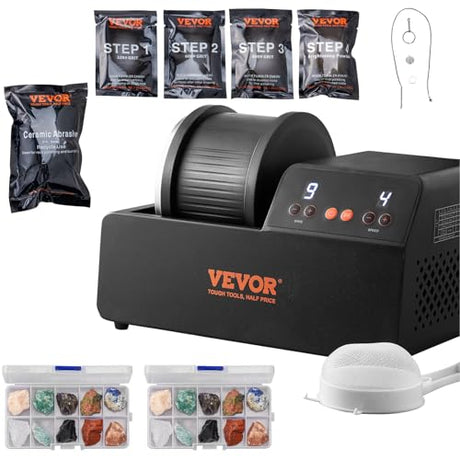 VEVOR Direct Drive Rock Tumbler Kit, Professional Large 3LB Capacity Edition - Memory Function, Digital Timer & Variable Speeds: Create Stunning Gems VEVOR