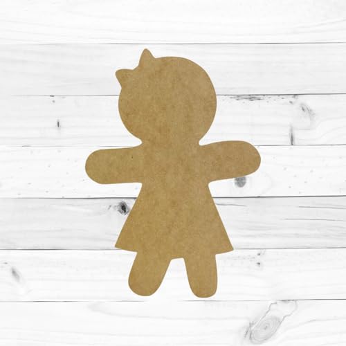 Gingerbread Girl Unfinished Cutout, Wooden Shape, Paintable DIY Craft Build-A-Cross