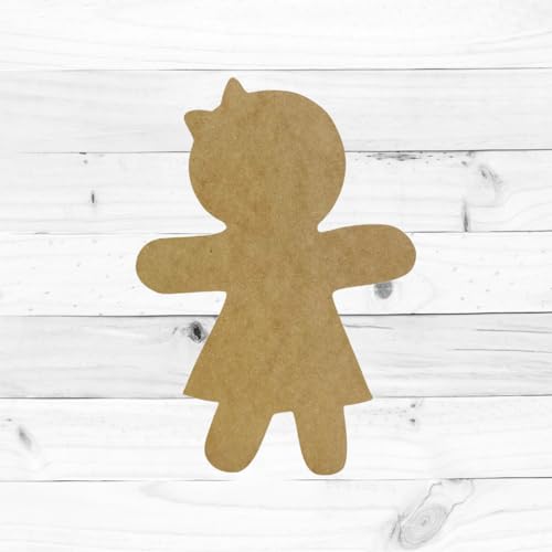 Gingerbread Girl Unfinished Cutout, Wooden Shape, Paintable DIY Craft