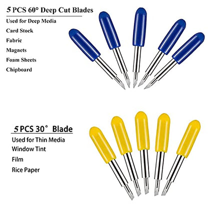 EVISWIY 50PCS Blades for Cricut Explore Air 2/Air 3/3/Make 3/Maker 40PCS 45° Premium Fine Point Blade & 5PCS 60° Deep Cut & 5PCS 30° Shallow Cut