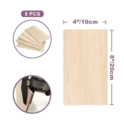 Maple Wood Sheets 4x8" inch, 1/8" Thick Canadian Hard Lumber, for Sign Veneer pellets by Craftiff (8x4x1/8") - WoodArtSupply