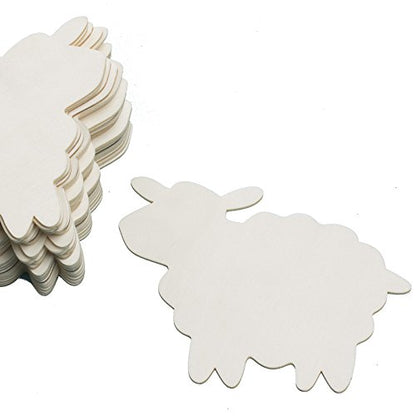 Pack of 24 Unfinished Wooden Sheep Cutouts - Baby Lamb Blank Wood Cutouts Ready for DIY Kids Crafts Religious VBS and Sunday School Activities from