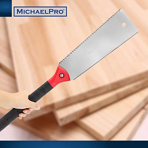 MichaelPro Japanese Pull Saw, 10 Inch Double Edge Hand Saw for Wood Working, Japanese Ryoba Saw Flush Cut Saw Woodworking Tools with Corrosion - WoodArtSupply