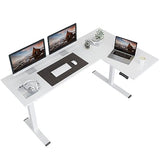 FLEXISPOT Corner Desk Dual Motor L Shaped Computer Electric Standing Sit Stand Up Desk Height Adjustable Home Office Table with Splice Board, 71x48 FLEXISPOT