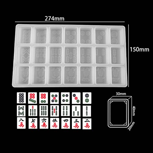 W-LOVE Mahjong Dice Epoxy Resin Casting Mold Resin Silicone Molds for DIY Craft Project Mahjong Game Set, Multicolor W-LOVE