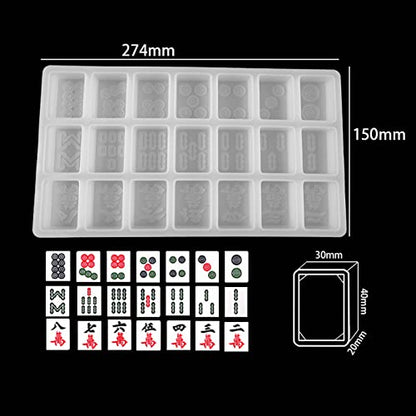 W-LOVE Mahjong Dice Epoxy Resin Casting Mold Resin Silicone Molds for DIY Craft Project Mahjong Game Set, Multicolor