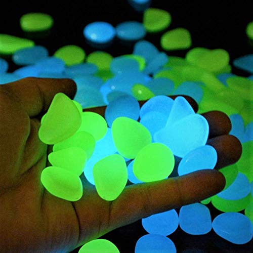 Glow in The Dark Rocks for Fish Tank, Aquarium, Plant Pot, Bonsai - Glow in The Dark Garden Pebbles for Walkways, Driveway, Landscape, Patio (100pcs) - WoodArtSupply