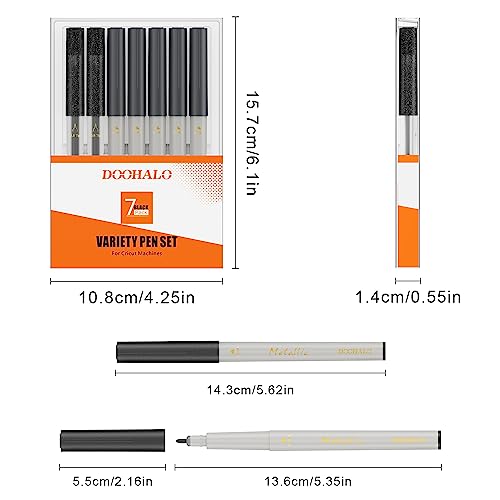 DOOHALO Metallic Grey Black Pens for Cricut Maker 3/Maker/Explore 3/Air 2/Air 1.0/0.8/2.0/2.5 Variety Point Tips Gel Glitter Markers for drawing DOOHALO