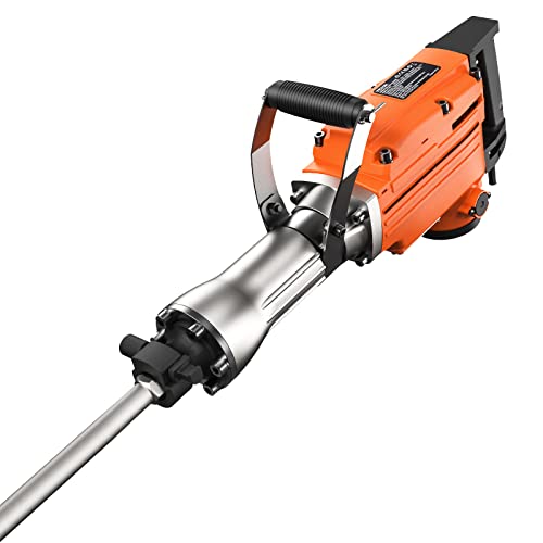 VEVOR Demolition Jack Hammer, MAX 2200W Electric Jackhammer Heavy Duty, 1350 BPM Concrete Breaker 4pcs Chisels Bit Chipping W/Case, Gloves VEVOR