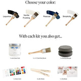 Country Chic Paint Furniture Painting Kit for Beginners Eco-Friendly DIY Chalk Style Furniture Paint, Paint Brush, & Durable Clear Top Coat Bundle - Country Chic Paint
