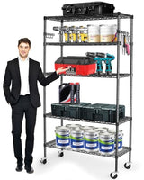 YNN Storage Shelves, 5 Tier Heavy Duty Adjustable Shelves with Wheels 350 Pounds Loading Capacity per Shelf Storage Metal Shelf 36" W x 14" D x 72" H YNN