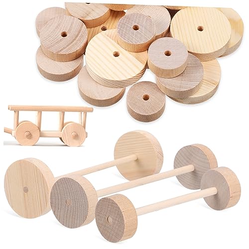 LALAFINA 1 Set Treaded Wheels Wood Wheels Crafts Wheels Wood Pendants Gear Slices Wheels and Axles Wood Wire Wheel Wood DIY Car Craft Wheels Spoked LALAFINA
