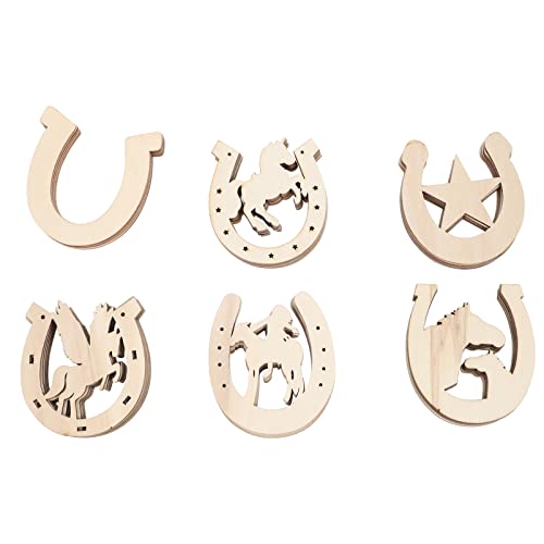 COHEALI 36pcs Unfinished Wood Horseshoe Cutouts Blank Horseshoes Wooden Slices Unicorn Chips for DIY Craft Wedding Birthday Party Decor Christmas - WoodArtSupply