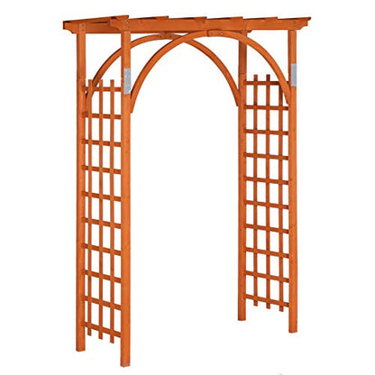 VINGLI 85in Wooden Arbor, Wedding Arch for Ceremony, Wood Trellis for Plant Climbing, Christmas Decor Pergola for Garden Backyard, Lawn (Teak) - WoodArtSupply