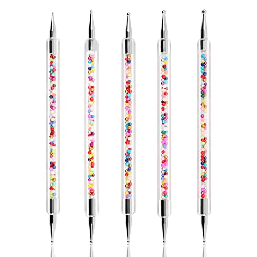 yisinuoo 5PCS (10sizes) 2 Ways Dotting Tools, Nail Art Tools for Painting Nail Design Kit With Colored Handles Acrylic Nail Art Pen Dot Paint