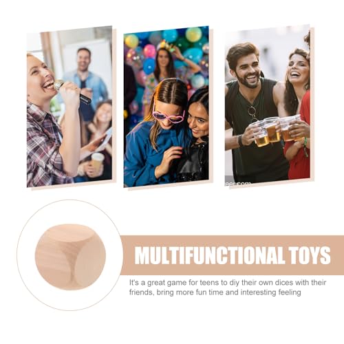 TEHAUX Unfinished Wood Dice, 3pcs 57mm Small Wooden Cubes 6 Sided Wood Cubes with Rounded Corners for Classroom Board Games DIY Sticker Math Counting TEHAUX