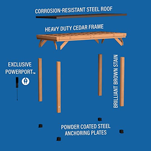 Backyard Discovery Arcadia 12 x 9.5 All Cedar Wooden Gazebo Pavilion with Hard Top Steel Slope Roof, Durable, Supports Snow Loads and Wind Speed, Rot Backyard Discovery