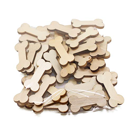 Healifty 50pcs DIY Wooden Embellishment Decor for Desk Bone Shaped Wooden Cutouts Unfinished Wood Slices Bone Wood Slices Unpainted Wooden Slice Healifty