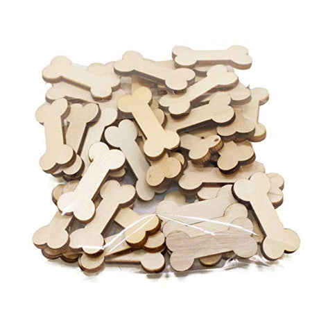 Healifty 50pcs DIY Wooden Embellishment Decor for Desk Bone Shaped Wooden Cutouts Unfinished Wood Slices Bone Wood Slices Unpainted Wooden Slice Healifty
