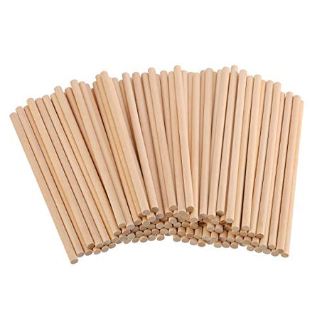 BFDYY Unfinished Natural Wood Craft Dowel Rods 100 Pack(Wood Color-6 x 1/4 Inch) EBOOT