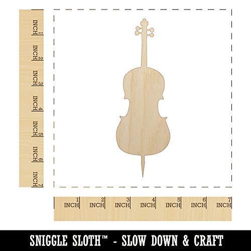 Cello Music Instrument Silhouette Unfinished Wood Shape Piece Cutout for DIY Craft Projects - 1/4 Inch Thick - 6.25 Inch Size Sniggle Sloth
