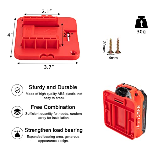 5 Pack Battery Holder for Craftsman 20V Battery Mounts Dock Holder Fit for CMCB204 CMCB202 CMCB201 CMCS500B(w/10 Screws, No Battery) - WoodArtSupply