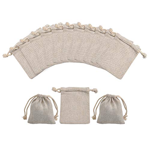 calary 5x6.9 Inch Double Canvas Drawstring Bag Cotton Pouch Gift Sachet Bags Muslin Bag Reusable Tea Bag (25pcs) - WoodArtSupply