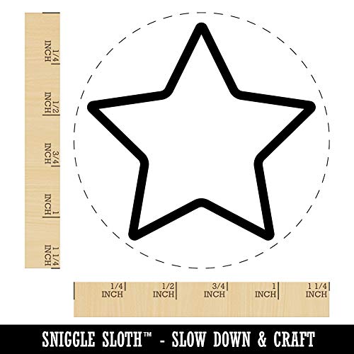 Star Shape Excellent Outline Rubber Stamp for Stamping Crafting Planners - 1-1/4 Inch Large - WoodArtSupply