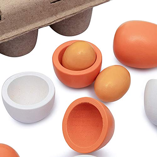 Sportsvoutdoors 6PCS Egg Kitchen Toys, Wooden Toy Food, Kids Play Food Cooking DIY Kitchen Pretend Play Food Set, Easter Eggs sportsvoutdoors