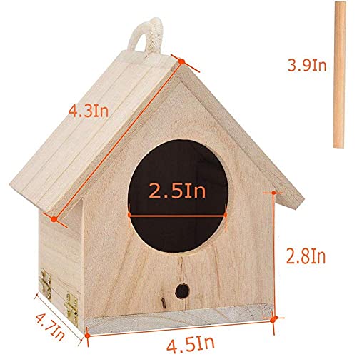 Wren Bird House, Pack of 2 Hanging Birdhouse for Outside, Wooden Nests Box Garden Patio DIY Decorative for Swallow Sparrow Hummingbird Finch Throstle