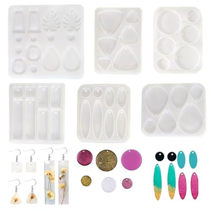 BIGEBO Resin Earring Molds Silicone, Resin Mold Jewelry Resin UV Resin Mold Kit Bundle Clearance for Jewelry Making Silicone Molds for Keychain Charm - WoodArtSupply