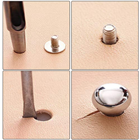 Kyuionty 60 Sets Chicago 8mm Round Head Button Phillips Screw Stud Rivet, 4 Colors Leather Rivets Craft Belt for DIY Craft Leather Craft Repairs Kyuionty